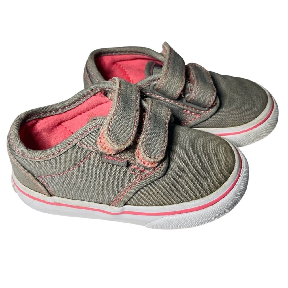 Vans Gray Pink Skate Double Velcro Strap Sneakers Shoes